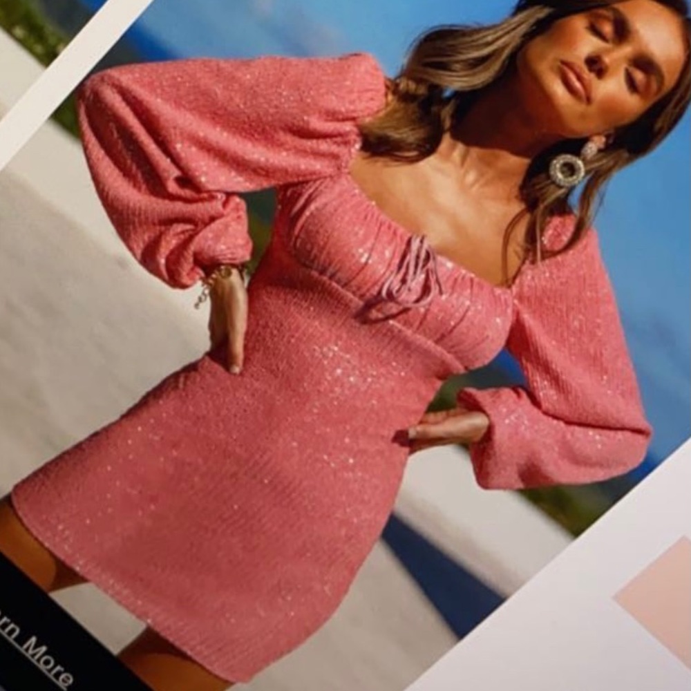 Hello Molly- 70s Disco Dress Pink in XS